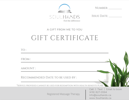 Gift Certificate - Soul Hands Massage Therapy